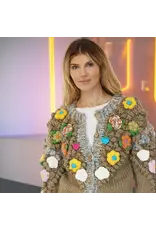 Metric L/S Cardigan w/ Popcorn Stitch Pattern