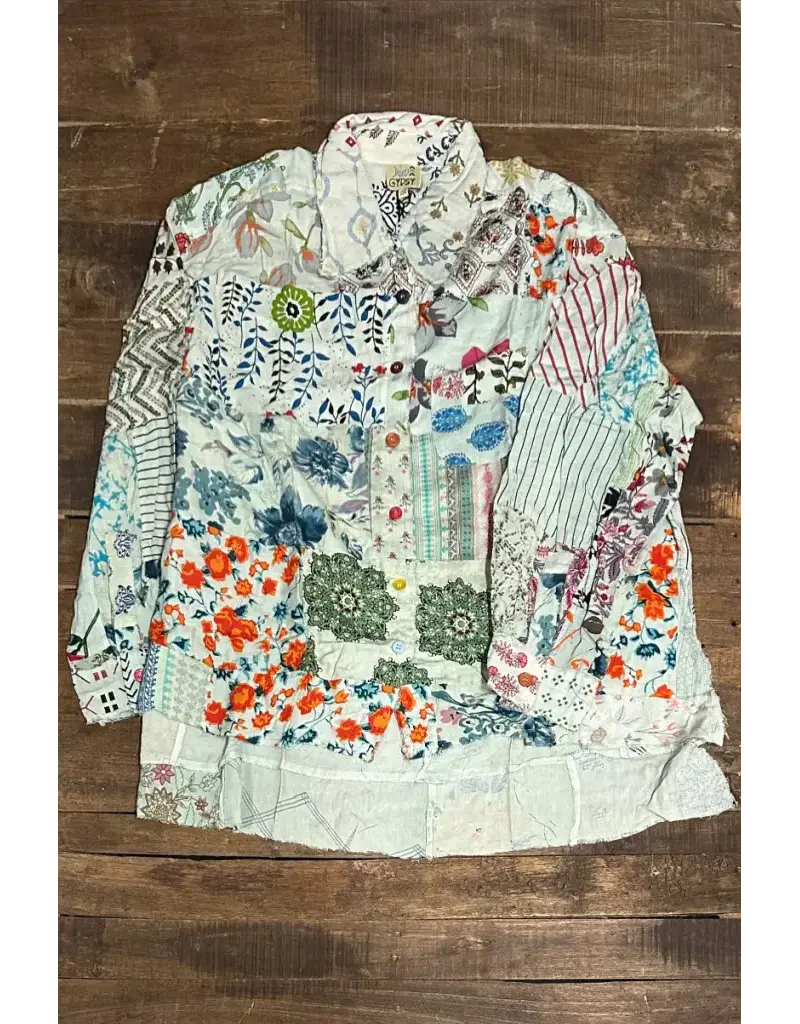 Jaded Gypsy Patchwork Sunrise Top-Sky