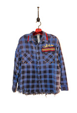 Origami Crane Clothing OC Blue Long Flannel w/Cross M/L T-405