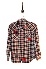 Sue Dreamer SD-118 Hand Sewn Patch, Red, Wht, Blue Flannel,  Skull S