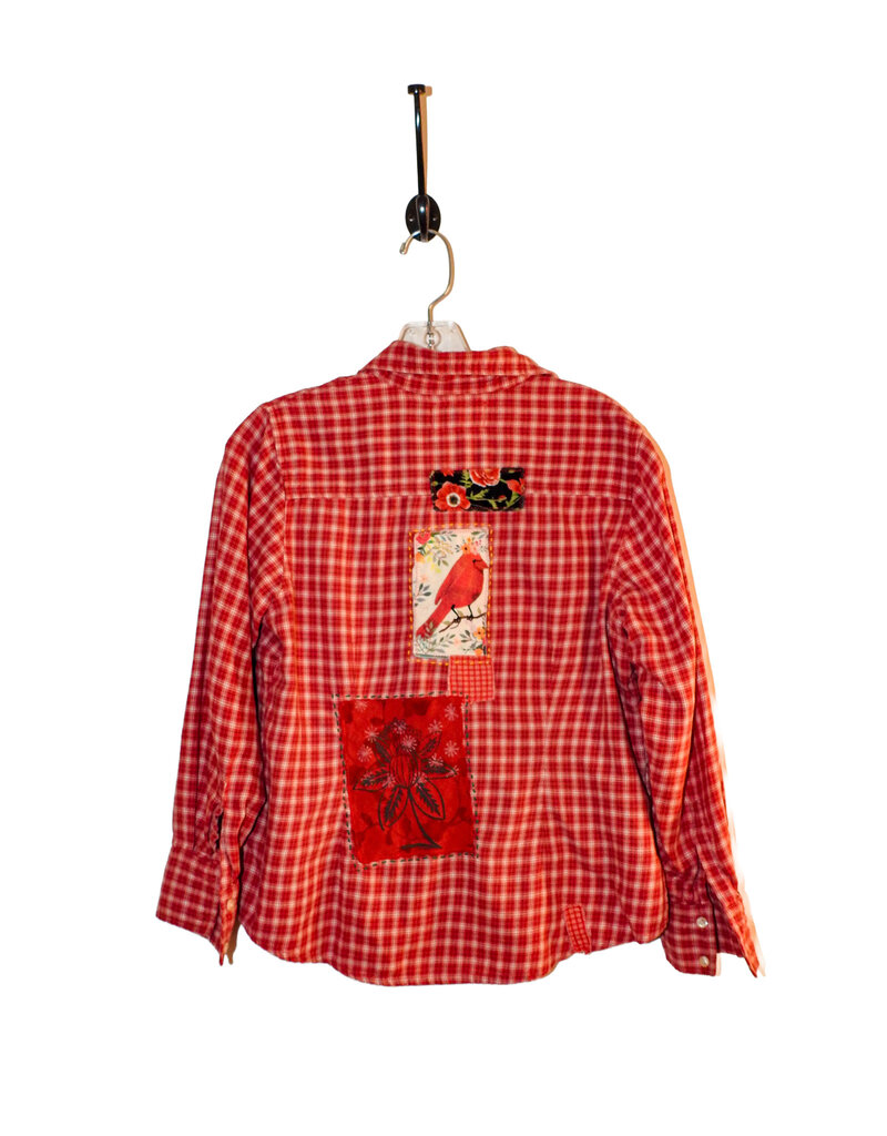 Sue Dreamer SD-116 Hand Sewn Patch, Red Plaid Flannel, Cardinal S