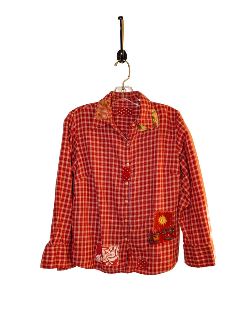 Sue Dreamer SD-116 Hand Sewn Patch, Red Plaid Flannel, Cardinal S