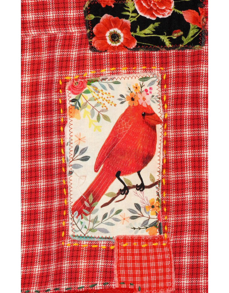 Sue Dreamer SD-116 Hand Sewn Patch, Red Plaid Flannel, Cardinal S