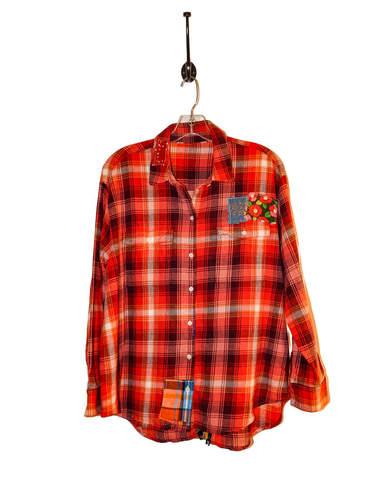 Sue Dreamer SD-121 Hand Sewn Patch, Red Flannel, Rose L