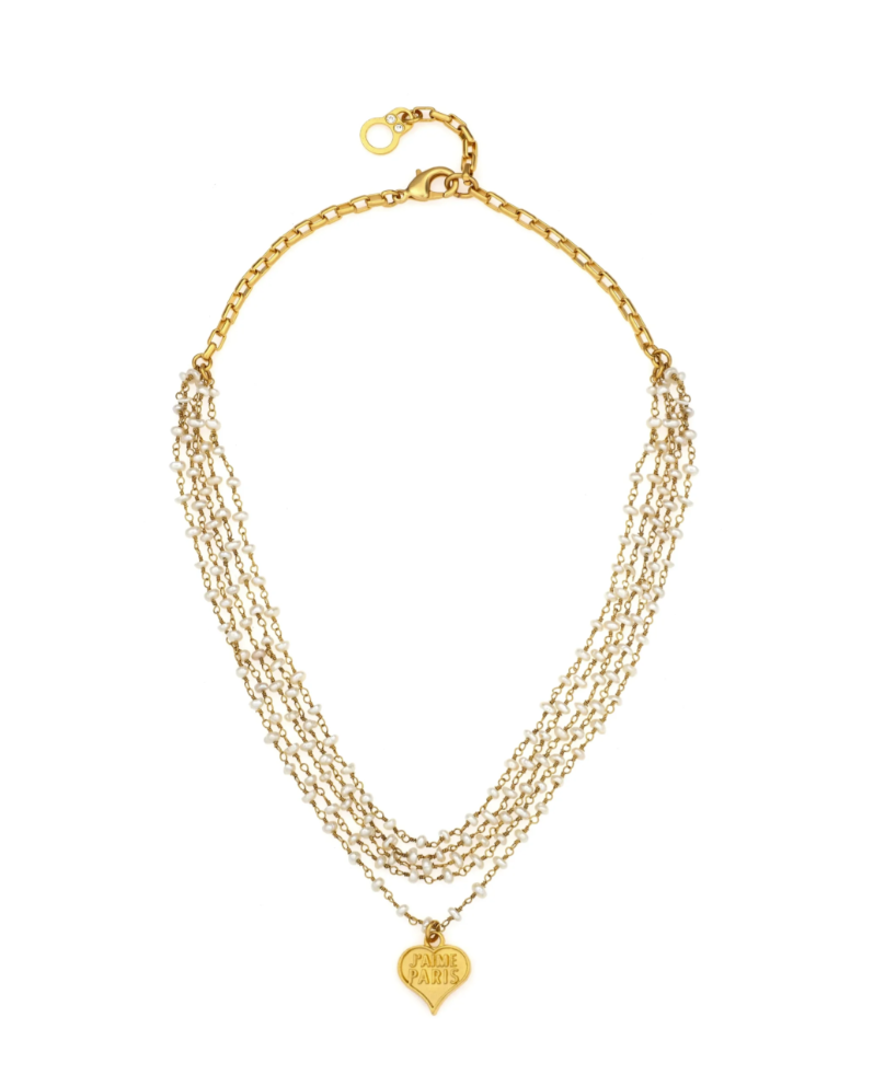 French Kande 16.5-18" Adj Gold Five Strant Micro Prls w/ 24k Clad Couer Pndt