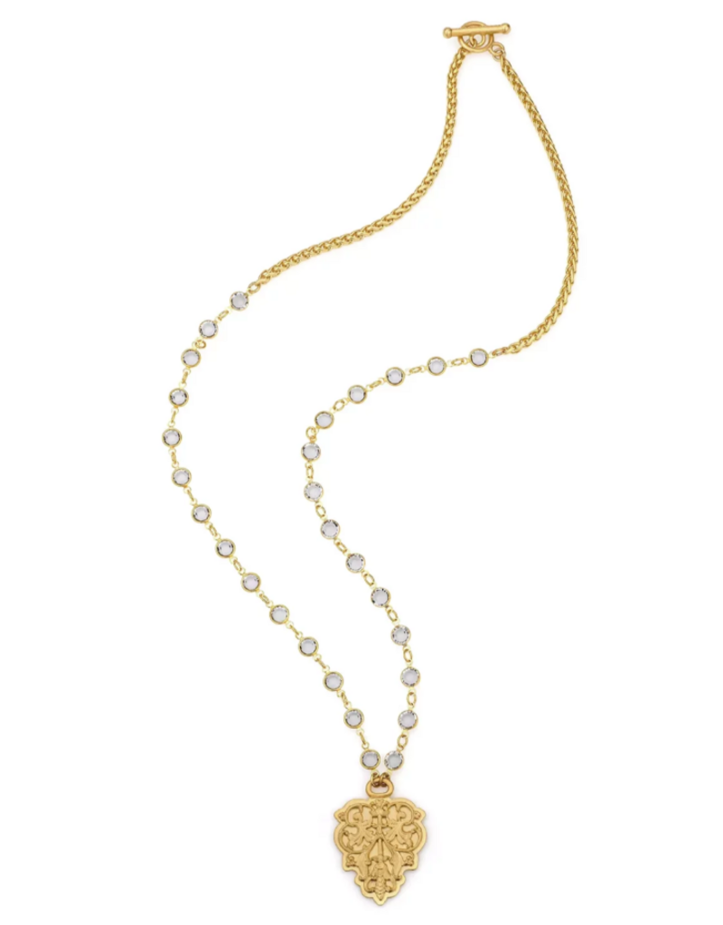 French Kande Edith 28" Crystl Chanel-set Swrvski w/Chevl Chn