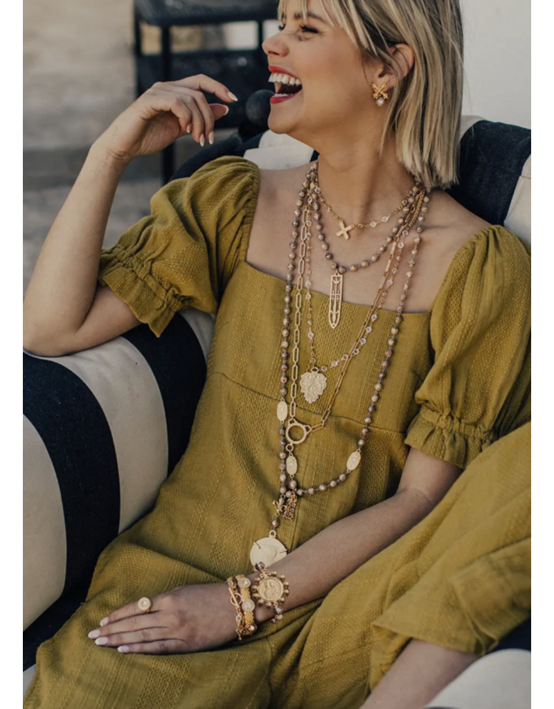 French Kande Edith 28" Crystl Chanel-set Swrvski w/Chevl Chn