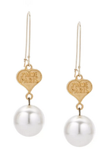 French Kande Heather 24k Gold Petite Couer, Faux Prl Dngl