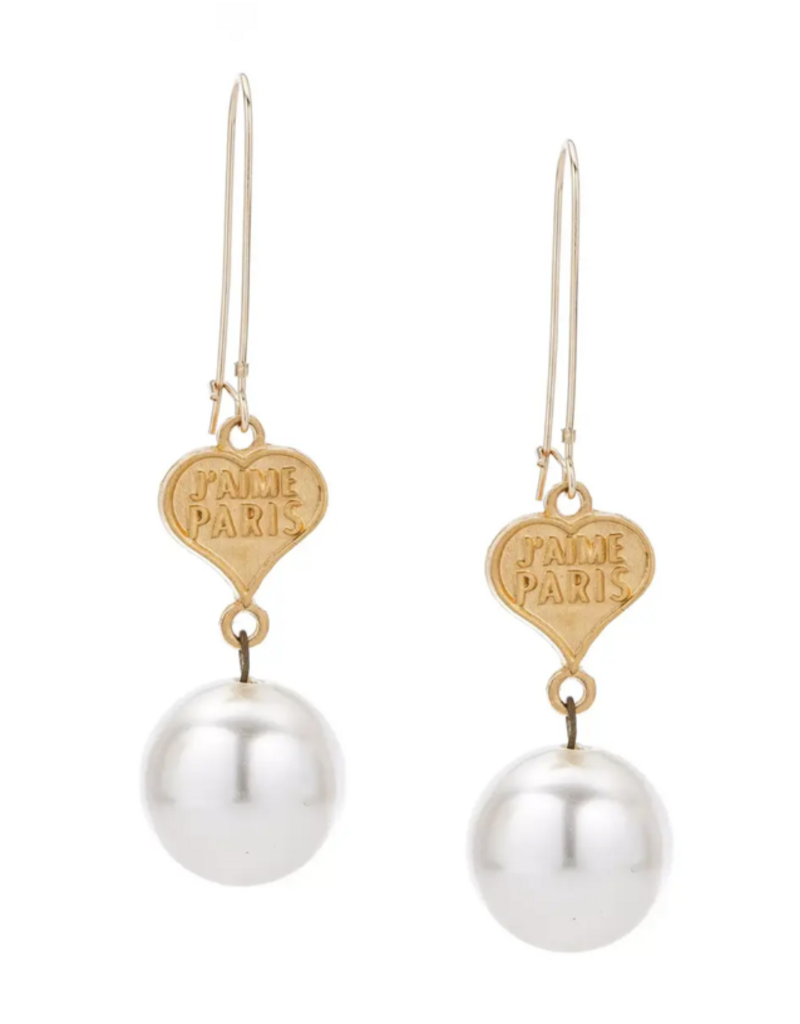 French Kande Heather 24k Gold Petite Couer, Faux Prl Dngl