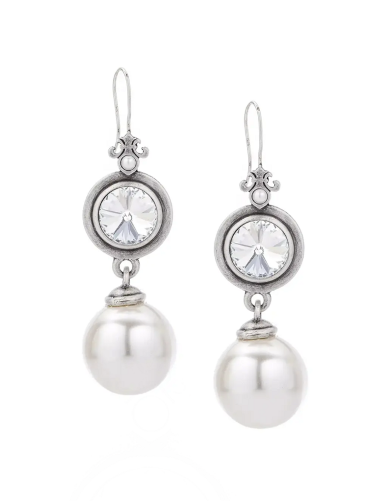 French Kande Silver Prefere Bez w/Swrski cabs, faux pearl