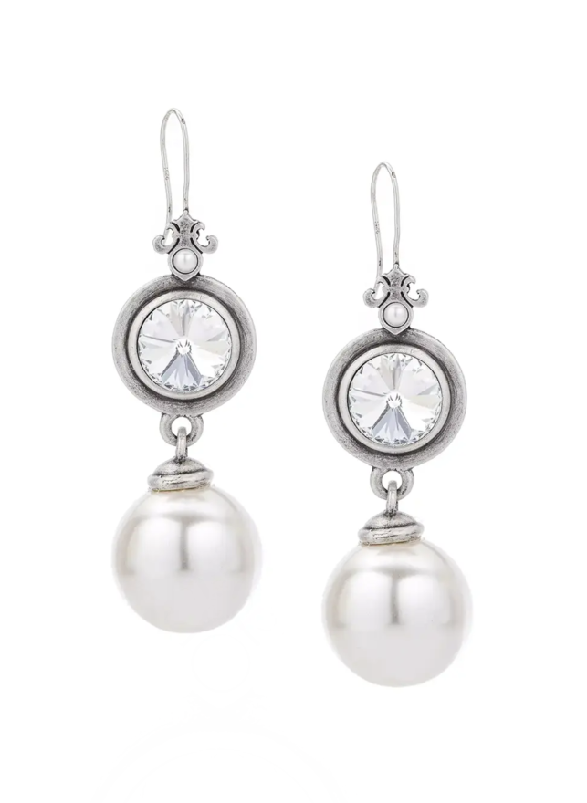 French Kande Silver Prefere Bez w/Swrski cabs, faux pearl