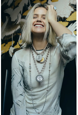 French Kande 17" Slvr Ox Pltd. St. Tropez Chain, 24K Pltd Des Medallion w/ Gold Cabs