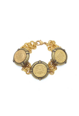 French Kande Melanie 24K Pltd Dbl. Cable Signet Bracelet