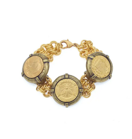 French Kande 24K Pltd Dbl. Cable Signet Bracelet