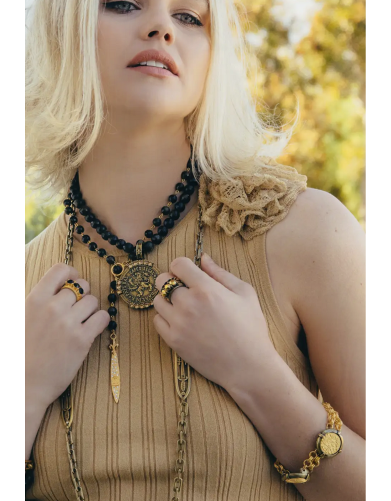 French Kande Melanie 24K Pltd Dbl. Cable Signet Bracelet