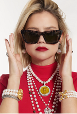 French Kande Trpl. Strnd. Wht Prls. w/ 24K Pltd Austrian Cyrstal French Kiss