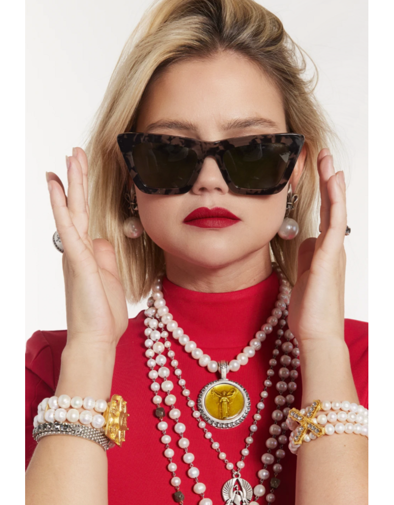 French Kande Trpl. Strnd. Wht Prls. w/ 24K Pltd Austrian Cyrstal French Kiss