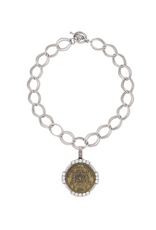 French Kande 16" Slvr. x Pltd. Toulon Chain w/ St. Remy Bzl. & Brass Ox Empire, Crystal Cabs