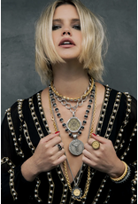 French Kande 16" Slvr. x Pltd. Toulon Chain w/ St. Remy Bzl. & Brass Ox Empire, Crystal Cabs