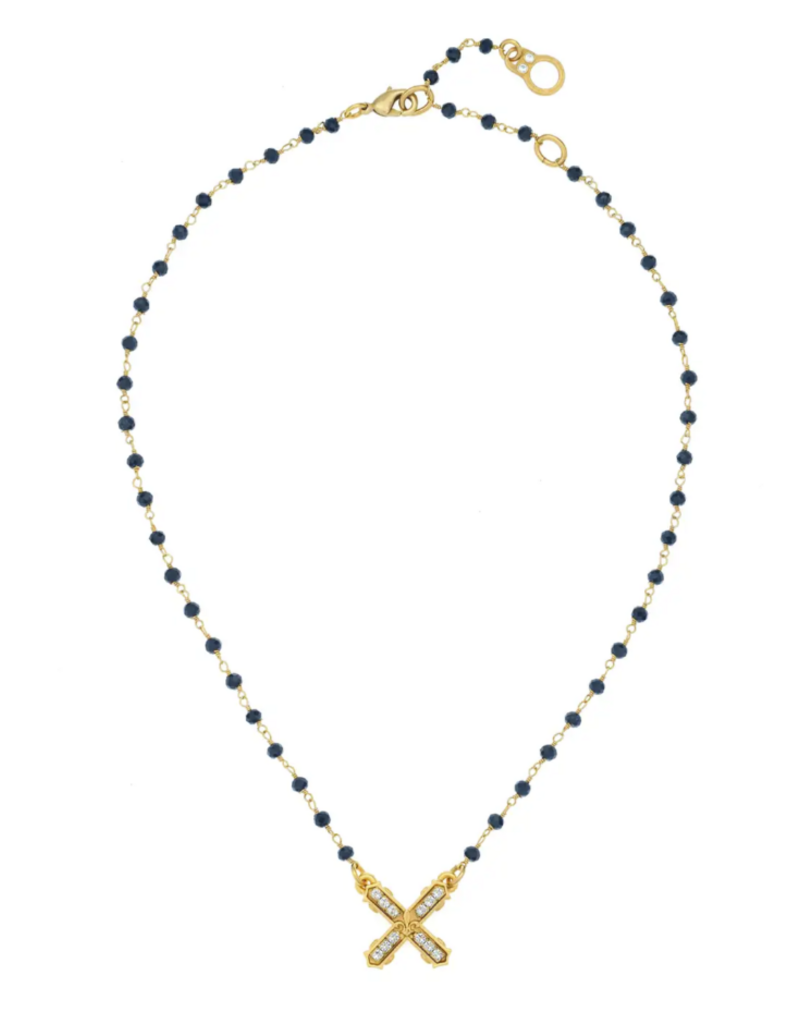 French Kande 15-18" Adj Spinel Micro Linkge. w/ 24K Pltd Crystal French Kiss