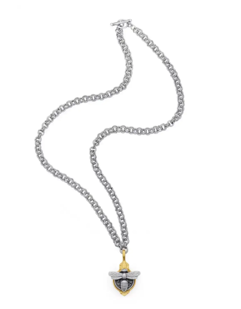 French Kande Harriett 28" Silver Ox Dbl. Cable w/ 24K Pltd. Dunker Bezel, Slvr Ox Mini Meil