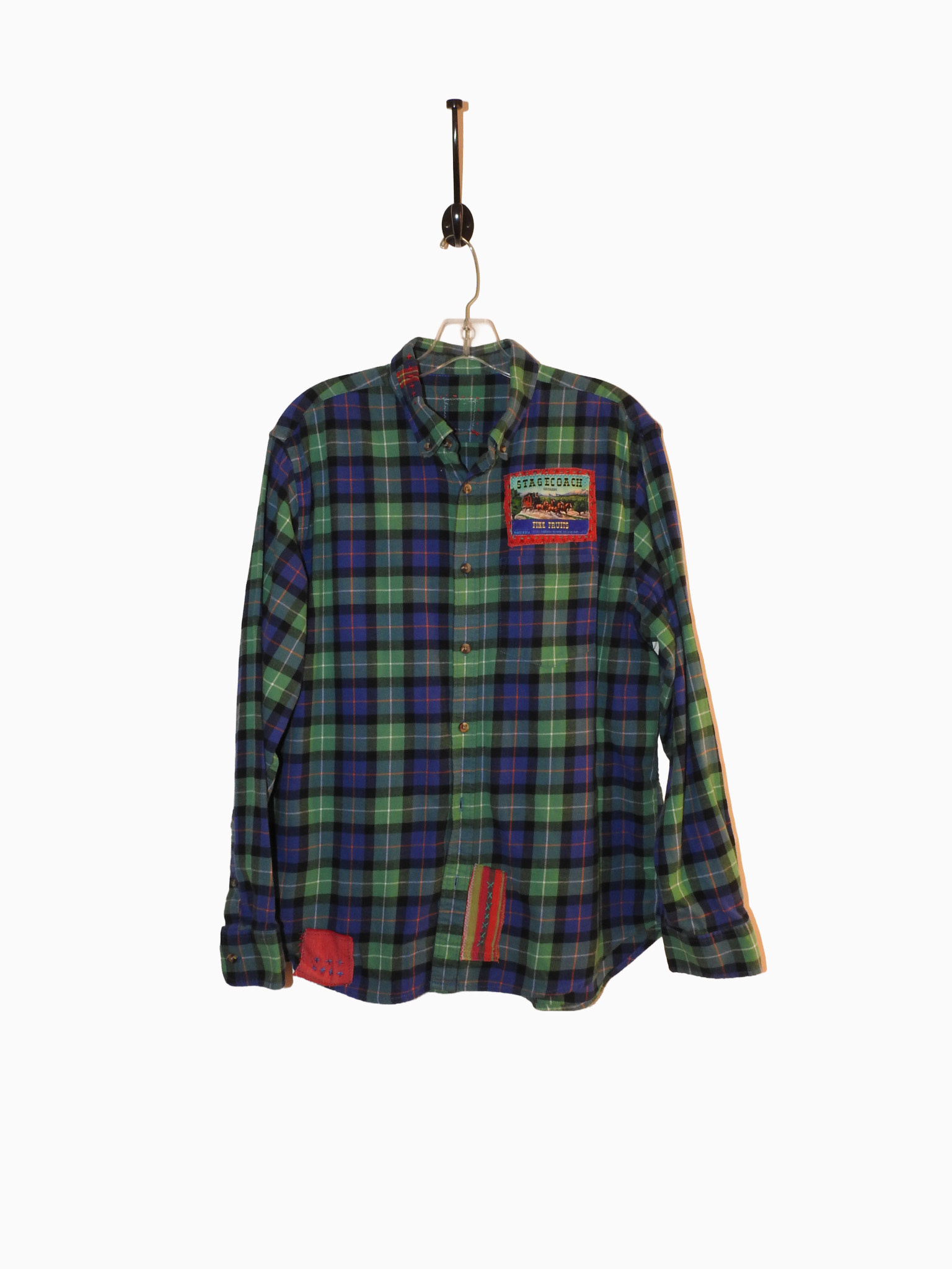 Sue Dreamer SD-124 Hand Sewn Patch, Blue/Grn. Flannel, Crow M