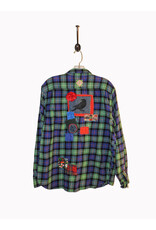 Sue Dreamer SD-124 Hand Sewn Patch, Blue/Grn. Flannel, Crow M