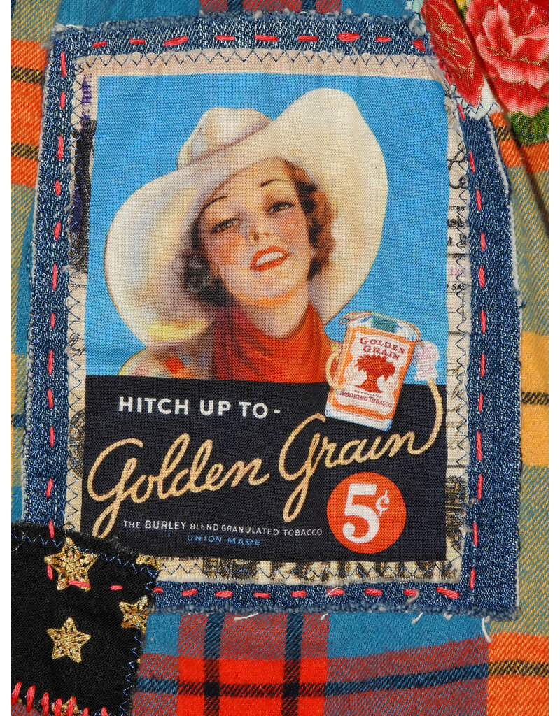 Sue Dreamer SD-126 Hand Sewn Patch, Multi-color Flannel, Cowgirl L