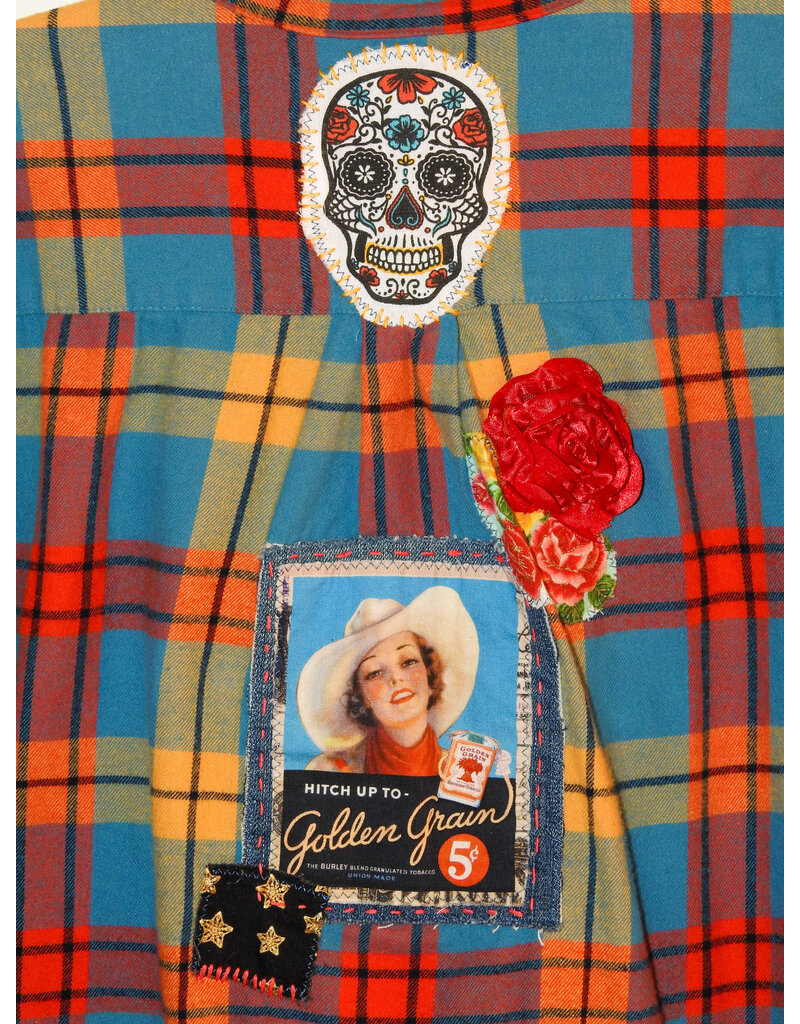 Sue Dreamer SD-126 Hand Sewn Patch, Multi-color Flannel, Cowgirl L