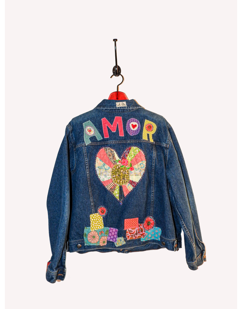 Sue Dreamer SD-111 Hand Embellished Dk Denim, "Quilt Heart Amor" M/L