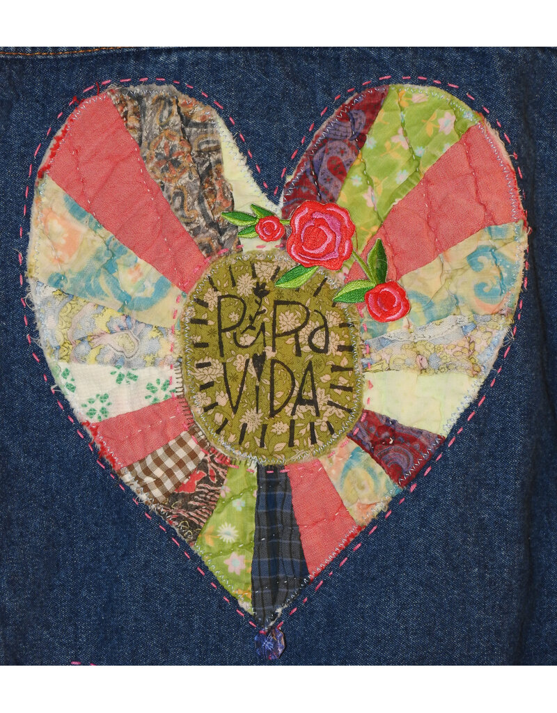 Sue Dreamer SD-111 Hand Embellished Dk Denim, "Quilt Heart Amor" M/L