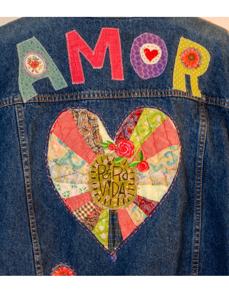 Sue Dreamer SD-111 Hand Embellished Dk Denim, "Quilt Heart Amor" M/L