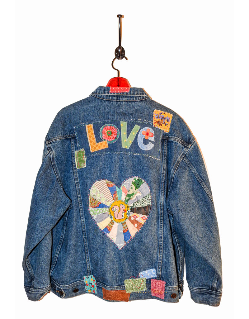 Sue Dreamer SD-96 Hand Embellished Denim Jkt "LOVE Quilt Heart"