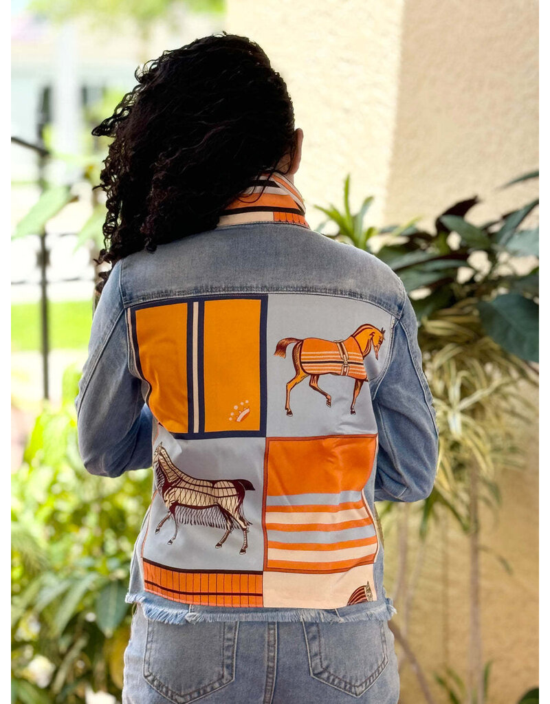 Stacy Bradley Blue Orange Horse Jacket Light M