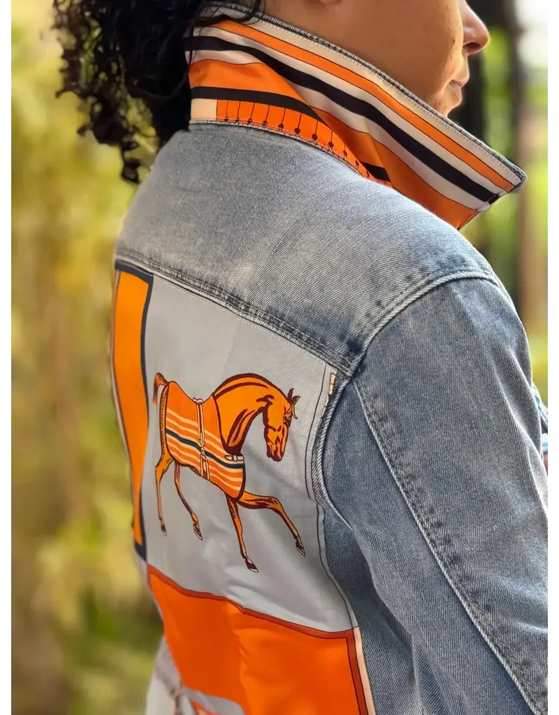 Stacy Bradley Blue Orange Horse Jacket Light M