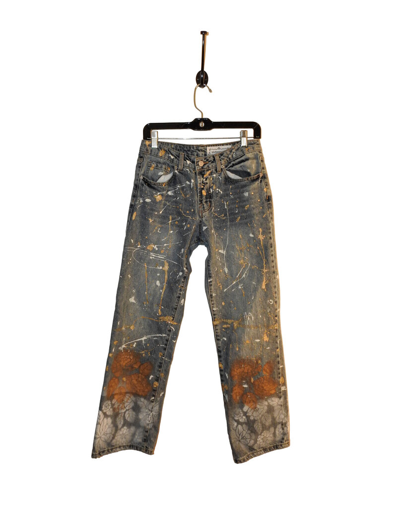 Kathleen Cook KC07-Blue Jeans with White Flower Hem Size 7/28