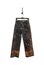 Kathleen Cook KC08-Black Jeans with Burgandy and Gold Paint Size 7/28