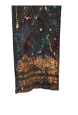 Kathleen Cook KC08-Black Jeans with Burgandy and Gold Paint Size 7/28