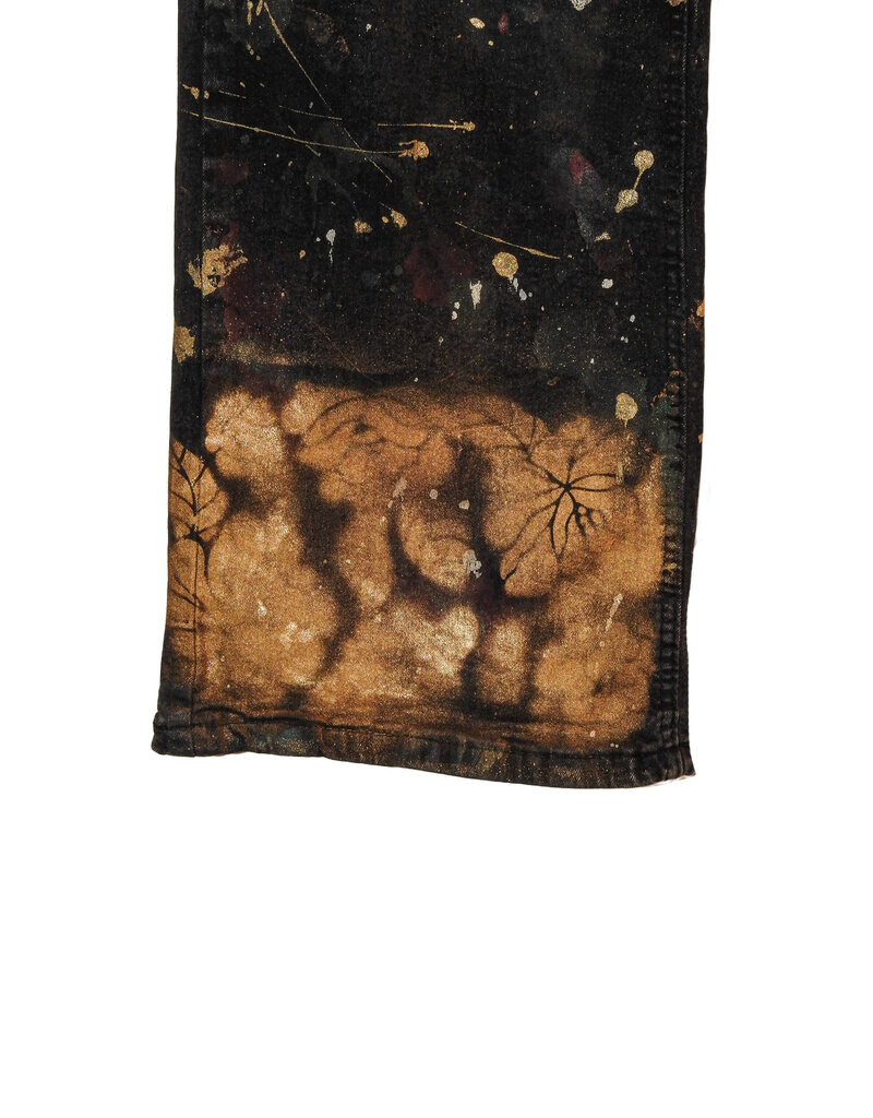 Kathleen Cook KC09-Black Jeans with Gold Floral Hem Size 9/29