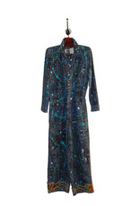 Kathleen Cook KC11-Blue Coverall Jumpsuit with Paint and Patches Lrg