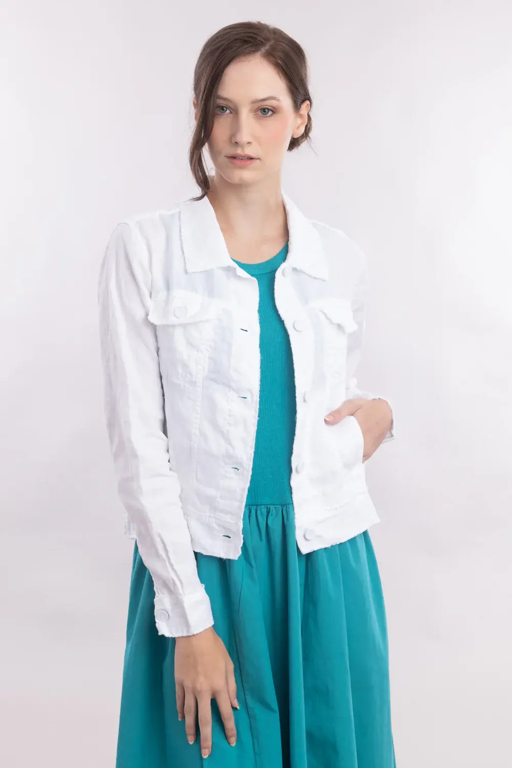 Luna Luz Frayed Linen Jacket