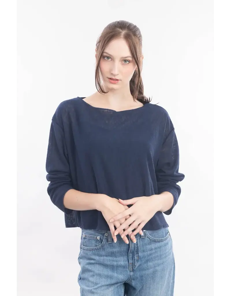 Luna Luz Boxy Pullover Sweater, Navy