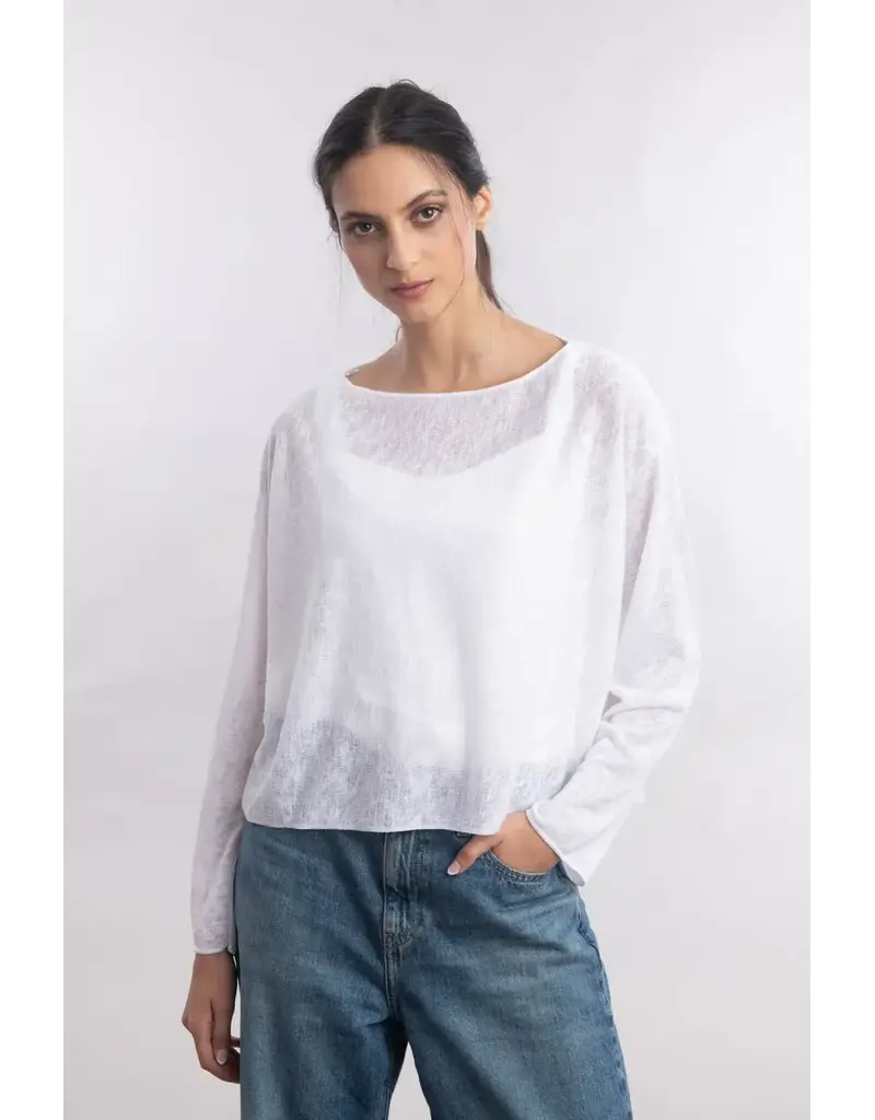 Luna Luz Boxy Pullover Sweater, White
