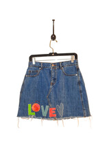 Sue Dreamer SD-148 Handsewn Denim Skirt, Peace XS