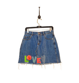 Sue Dreamer SD-148 Handsewn Denim Skirt, Peace XS