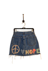 Sue Dreamer SD-148 Handsewn Denim Skirt, Peace XS