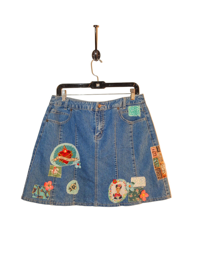 Sue Dreamer SD-149 Handsewn Denim Skirt, Te Amo, S