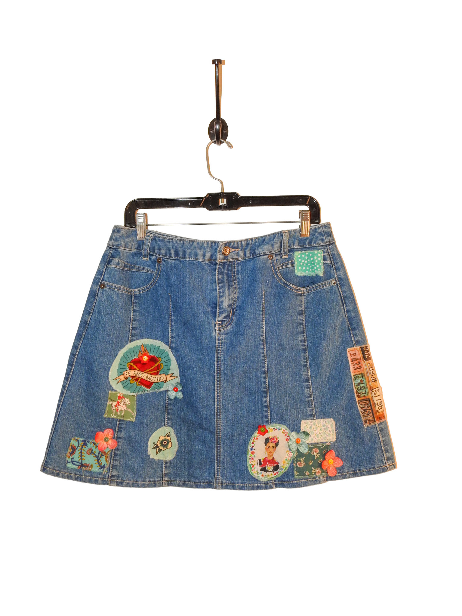Sue Dreamer SD-149 Handsewn Denim Skirt, Te Amo, S