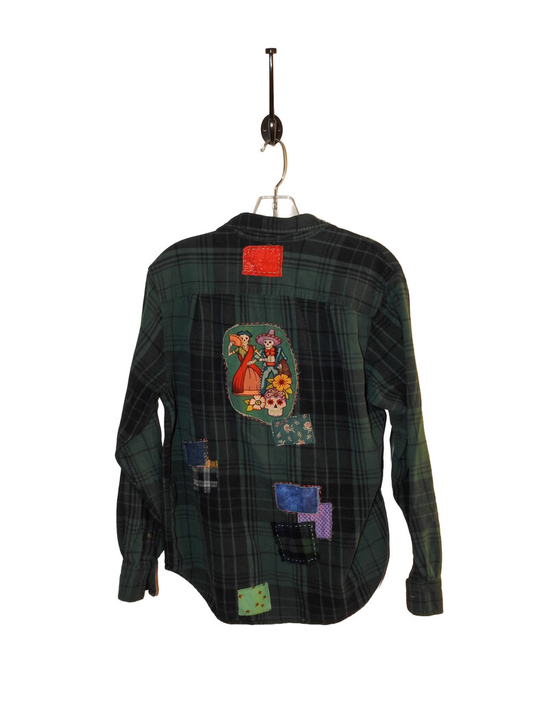 Sue Dreamer SD-136 Hand Sewn, Green Pld Flannel-S/M, Day of Dead