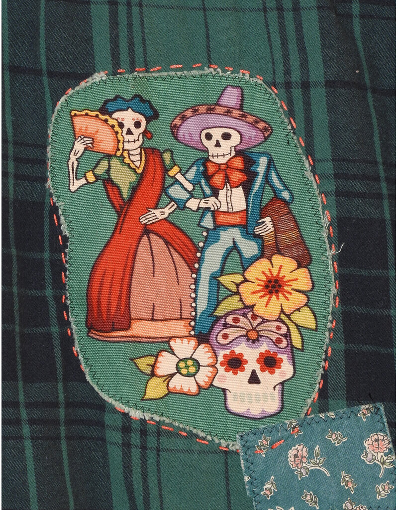 Sue Dreamer SD-136 Hand Sewn, Green Pld Flannel-S/M, Day of Dead